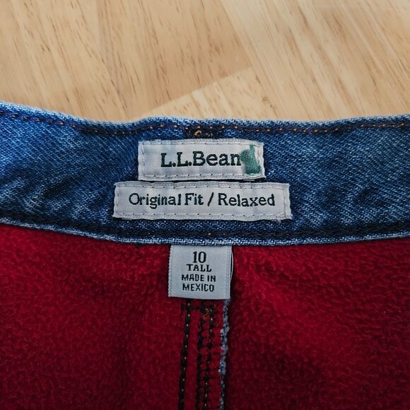 L. L. Bean Original Fit Relaxed Flannel Lined Jeans  - Blue- Sz 10 Tall - EUC - Picture 4 of 8
